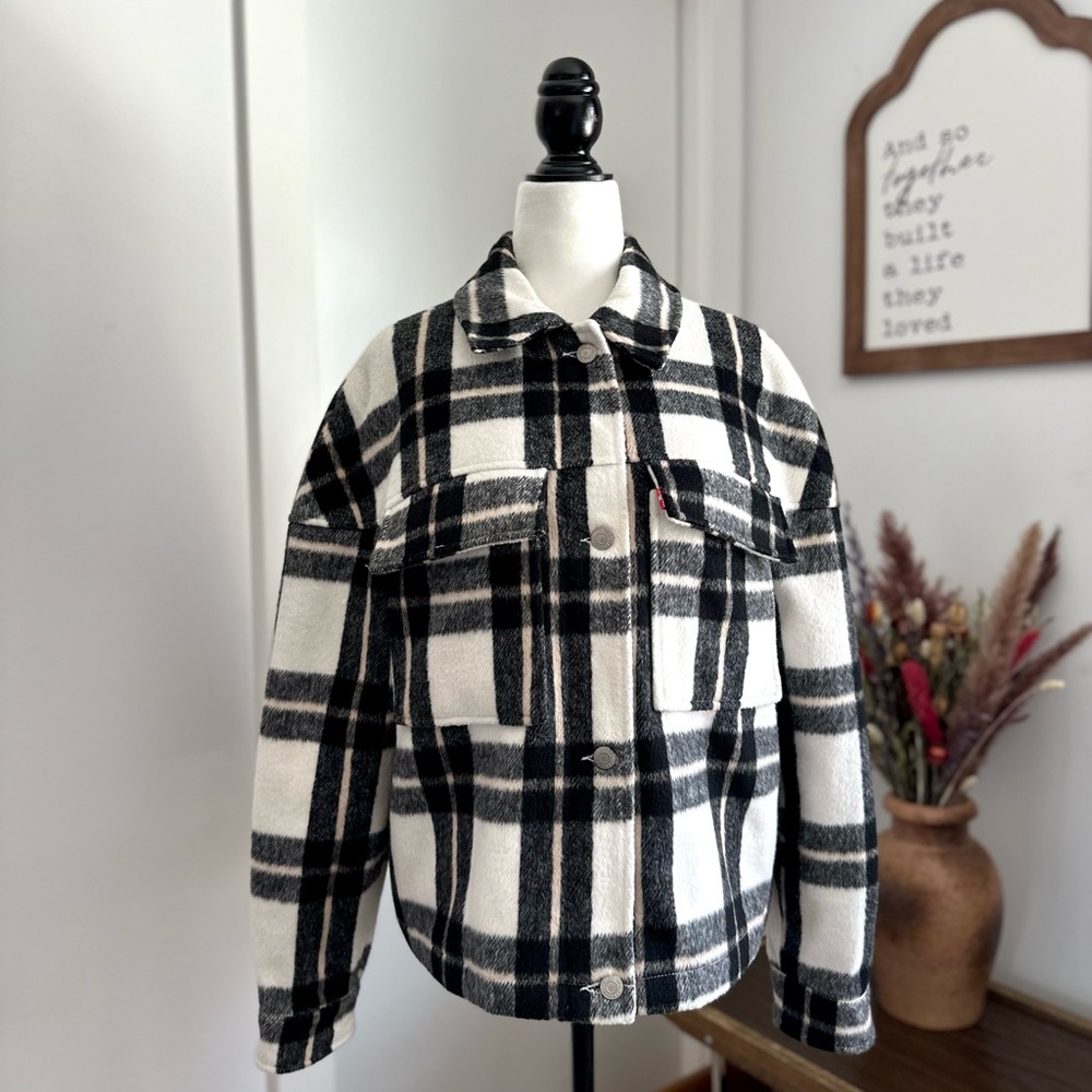Levi’s: Black/White Plaid Jacket (Small)